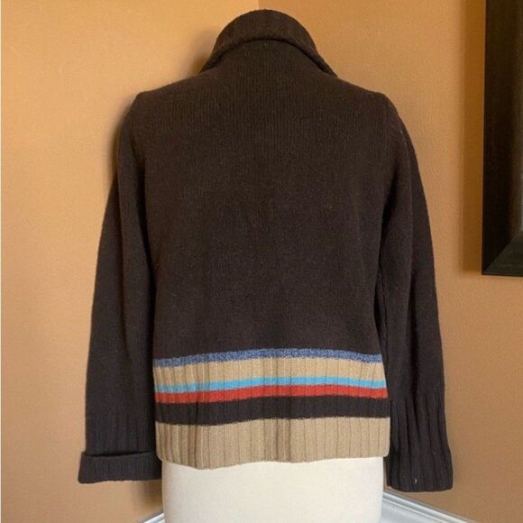 Crazy Horse Vintage All Wool Stripe Fair Isle Full Zip Sweater M - Picture 3 of 6